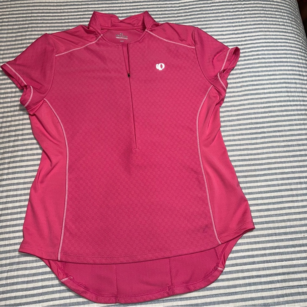 Pearl Izumi Women's Short‎ Sleeve Cycling Jersey Top Pink 1/2 Zip Large